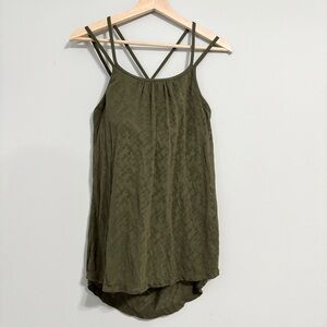 PRANA Olive Green Strappy Athletic Tank Top / Built In Sports Bra.